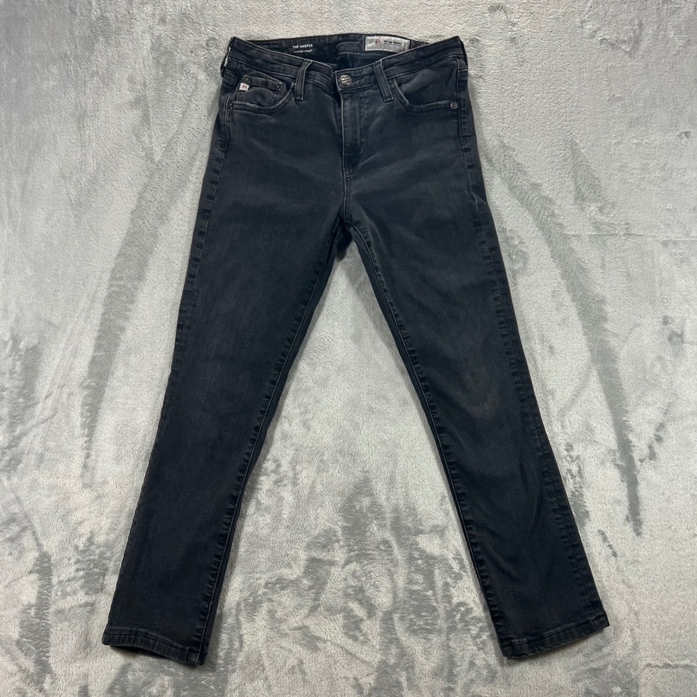 AG Adriano Goldschmied The Harper Straight Jeans Womens 27R Black USA Minimalist